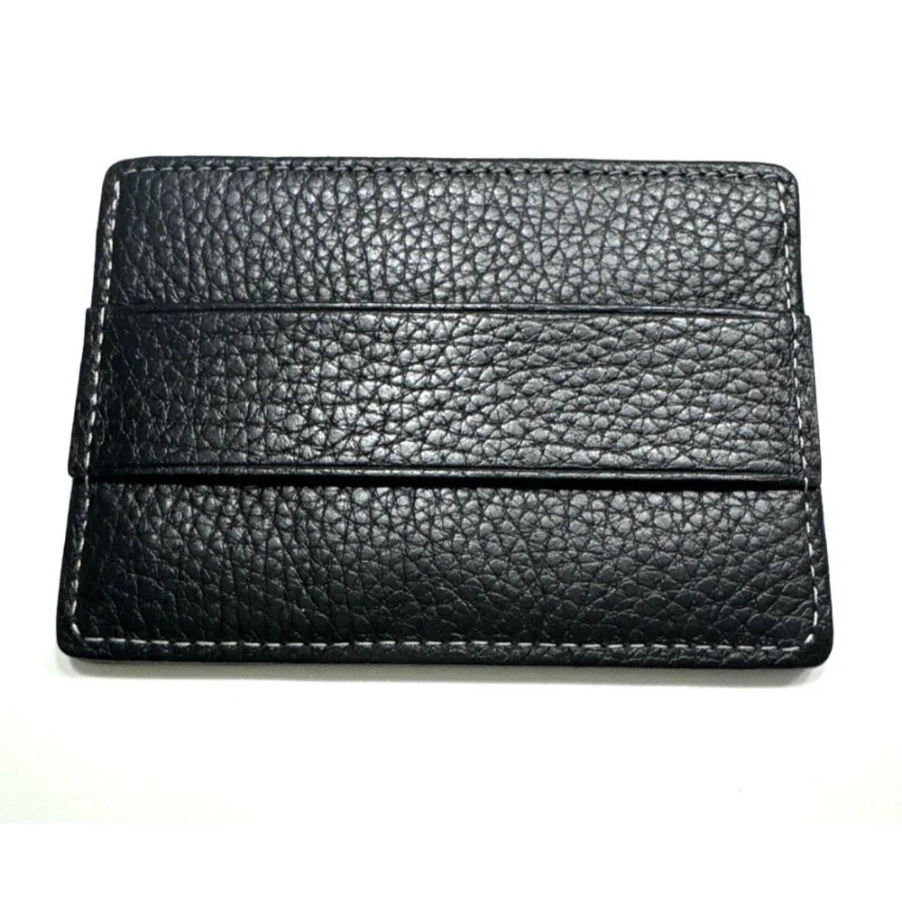 BOCONI RFID Black Pebble Leather Card Wallet NWT